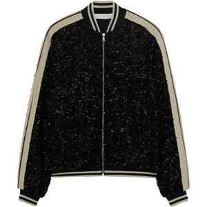 Palm Angels , Black Sequin Bomber Jacket ,Black female, Sizes: S