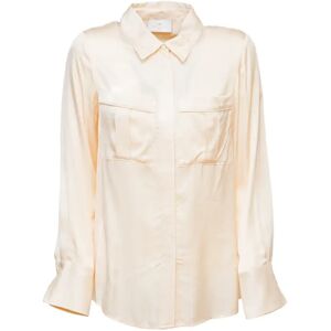 Nenette , Satin Blouse with Chest Pockets ,Beige female, Sizes: L