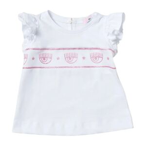 Chiara Ferragni Collection , Kids White T-shirt with Eye Star Logo ,White female, Sizes: 9 M
