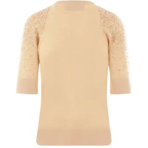 Ermanno Scervino , Beaded Beige Cotton Sweater ,Beige female, Sizes: M