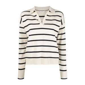 Tommy Hilfiger , Soft stripe polo sweater ,Beige female, Sizes: XS, L, S