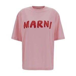 Marni , Pink Logo Print T-shirt ,Pink female, Sizes: XS, 2XS, S