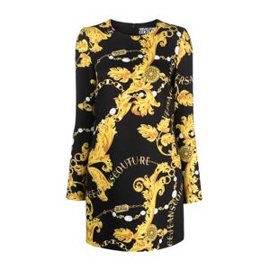 Versace Jeans Couture , Baroque Print Long Sleeve Mini Dress ,Black female, Sizes: M, 2XS, XS, S