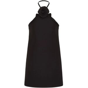 Valentino Garavani , Black Halterneck Crepe Couture Dress with Rose Insert ,Black female, Sizes: XS