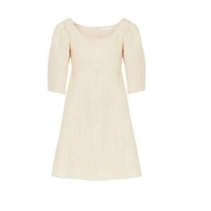 Chloé , Balloon Sleeve Linen Mini Dress ,Beige female, Sizes: S