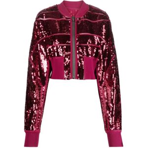 Rick Owens , Fuchsia Sequin Cropped Bomber Jacket ,Pink female, Sizes: S