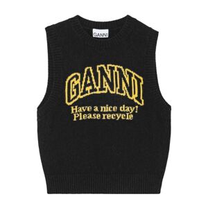 Ganni , Graphic o-neck vest ,Black female, Sizes: XS