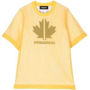 Dsquared2 , Maple Leaf Print Unisex T-Shirt ,Yellow male, Sizes: 14 Y, 8 Y, 16 Y