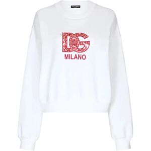 Dolce & Gabbana , White DG Logo Patch Sweatshirt ,White female, Sizes: 2XS, XS, S