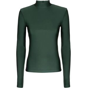 MVP wardrobe , Embroidered High Neck T-Shirt ,Green female, Sizes: L, XS, S, M, 2XS