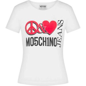 Moschino , Short Sleeve T-Shirt with Logo Print ,White female, Sizes: XS, S, M