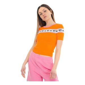 Chiara Ferragni Collection , Logo T-shirt, Short Sleeves, Slim Fit ,Orange female, Sizes: S