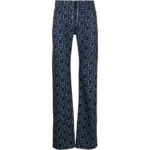 Ludovic de Saint Sernin , Blue Monogram Swarovski Crystal Jeans ,Blue female, Sizes: W26, W28