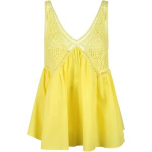 P.a.r.o.s.h. , Crochet Embroidery TOP ,Yellow female, Sizes: S, M, XS