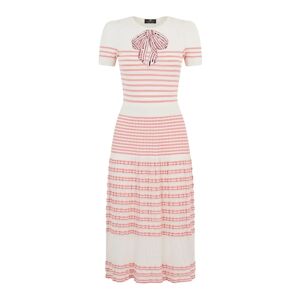 Elisabetta Franchi , Pink Striped Dress with Bow Detail ,Pink female, Sizes: L, M, S
