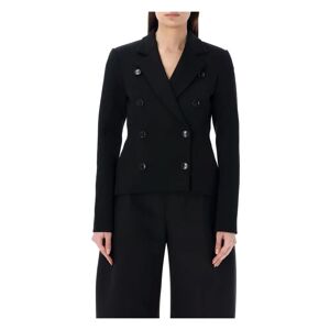 Alaïa , Black A Line Jacket with Lapel Collar ,Black female, Sizes: S