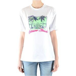 Fendi , Upgrade Your Wardrobe with this High-Quality Women`s T-Shirt ,White female, Sizes: XS