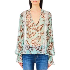 Liu Jo , Floral Lace Blouse with V-Neck ,Multicolor female, Sizes: XS, 2XS, S