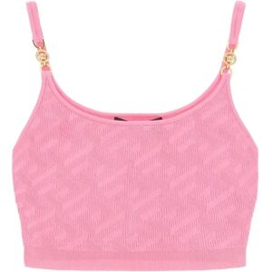 Versace , Cropped Sleeveless Ribbed Top ,Pink female, Sizes: S, XS