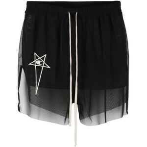 Rick Owens , Logo-Embroidered Semi-Sheer Shorts ,Black female, Sizes: M