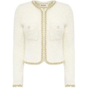 Blugirl , Bianco Boucl Cardigan ,Beige female, Sizes: S