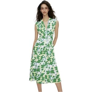 Diane Von Furstenberg , Earth Floral V-Neck Sleeveless Dress ,Green female, Sizes: M, XL