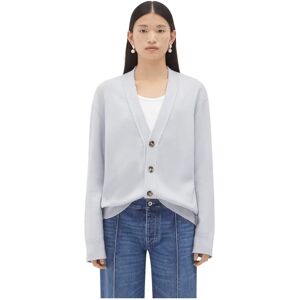 Bottega Veneta , Clear Blue Sweaters with Intrecciato Leather Patches ,Blue female, Sizes: S, M, L