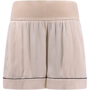 Off White , Beige Elastic Waistband Shorts ,Beige female, Sizes: M, S, L, XS