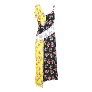 Msgm , Multicolor Asymmetrical Dress with All-Over Print ,Black female, Sizes: XS