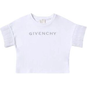 Givenchy , White Cropped T-shirt with Logo Details ,White female, Sizes: 10 Y