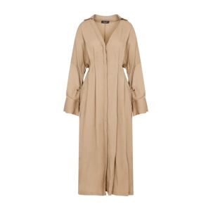 Fabiana Filippi , Camel Viscose Fluid Dress Aw23 ,Beige female, Sizes: 2XS