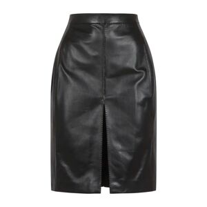 Saint Laurent , Shiny Lambskin Pencil Skirt with Quilted Panels ,Black female, Sizes: M, S