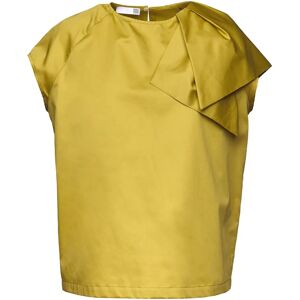 Douuod Woman , Satin Poplin Shoulder Bow Top ,Yellow female, Sizes: L, S, XL