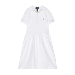 Polo Ralph Lauren , White Piqué Weave Polo Dress ,White female, Sizes: 2 Y, 6 Y