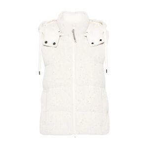 Brunello Cucinelli , Sequined Cotton Ribbed Sleeveless Coat ,Beige female, Sizes: S, M, L