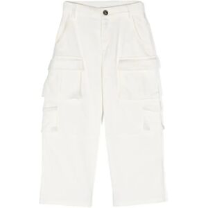 Douuod Woman , White Cotton Trousers Straight Leg ,White male, Sizes: 14 Y