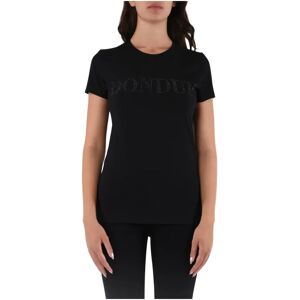 Dondup , Cotton Jersey T-Shirt with Rhinestone Logo ,Black female, Sizes: M, S, L