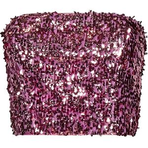 Rotate Birger Christensen , Fuchsia Sequin Strapless Cropped Top ,Pink female, Sizes: XS, M, S