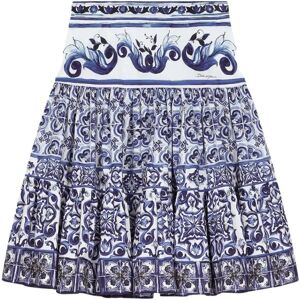 Dolce & Gabbana , Blue and White Maiolica Print Skirt ,Blue female, Sizes: 6 Y, 3 Y, 2 Y