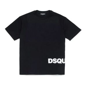 Dsquared2 , Branded T-shirt with contrasting logo ,Black unisex, Sizes: 12 Y, 10 Y, 16 Y, 14 Y