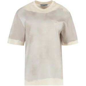 Prada , Elevate Casual Wardrobe with Distressed Tee ,Gray female, Sizes: S