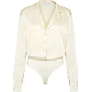 MVP wardrobe , Silk Lapel Bodysuit ,White female, Sizes: S, XS, M