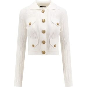 Balmain , White Knitwear with Metal Buttons ,White female, Sizes: XS