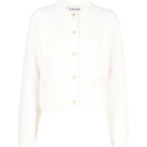 Lanvin , Textured Cardigan in Ecru ,White female, Sizes: M, S