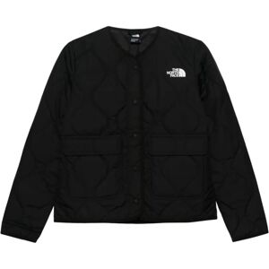 The North Face , Black Quilted Coat Logo Print ,Black female, Sizes: XS, S, M