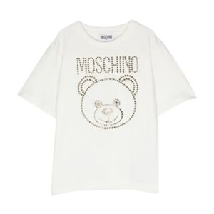 Moschino , Maxi T-Shirt White Cotton Logo Teddy Bear ,White unisex, Sizes: 14 Y
