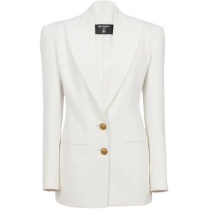 Balmain , 2-button crepe jacket ,White female, Sizes: XL, XS, 2XL, S, 2XS, L