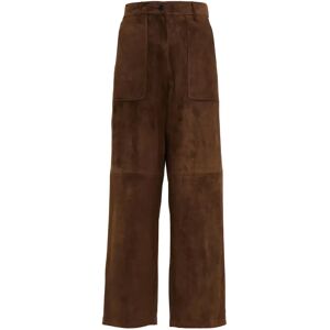 Max Mara , Luxurious Brown Leather Trousers ,Brown female, Sizes: S