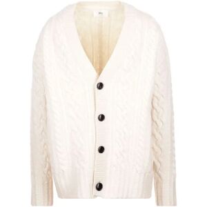 Ami Paris , Knitted Cable Cardigan in White ,White female, Sizes: L