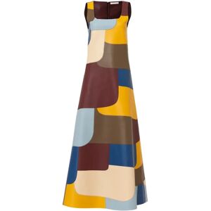 Chloé , Statement Leather Patchwork Midi Dress ,Blue female, Sizes: S